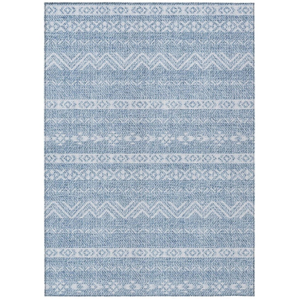 HomeRoots 9' Durable Southwestern Washable Area Rug in Blue & Denim - Perfect for Indoor & Outdoor Spaces 9' X 12' 587522