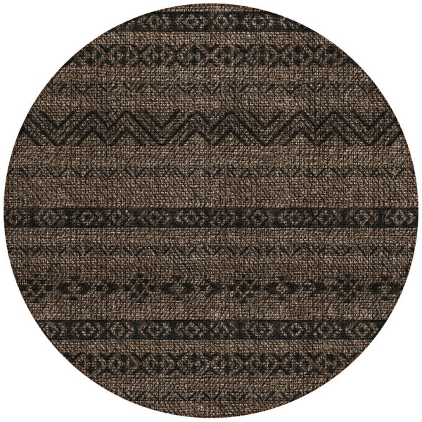 Homeroots 3' Artichoke Green Southwestern Washable Area Rug - Perfect For Indoor And Outdoor Spaces! 8' Round Polyester 587526