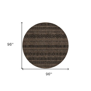 Homeroots 3' Artichoke Green Southwestern Washable Area Rug - Perfect For Indoor And Outdoor Spaces! 8' Round Polyester 587526