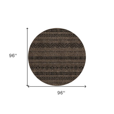 Homeroots 3' Artichoke Green Southwestern Washable Area Rug - Perfect For Indoor And Outdoor Spaces! 8' Round Polyester 587526