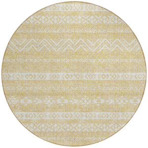 Homeroots 3' Artichoke Green Southwestern Washable Area Rug - Perfect For Indoor And Outdoor Spaces! 8' Round Polyester 587532