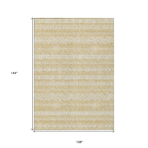 Homeroots 3' Artichoke Green Southwestern Washable Area Rug - Perfect For Indoor And Outdoor Spaces! 9' X 12' Polyester 587534