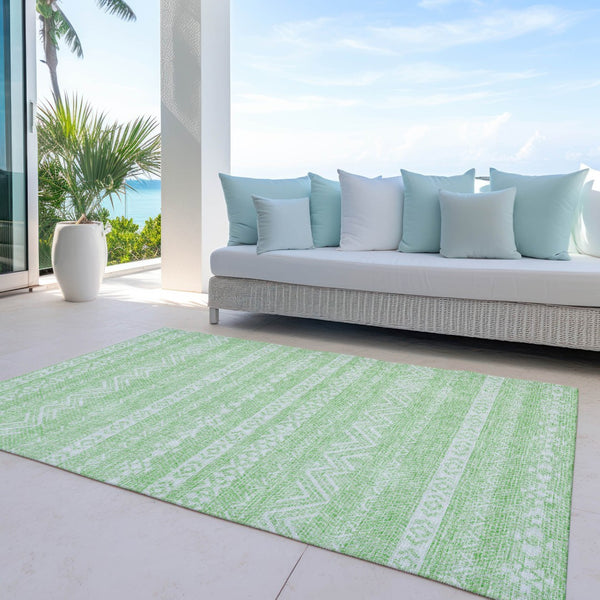 Homeroots 3' Artichoke Green Southwestern Washable Area Rug - Perfect For Indoor And Outdoor Spaces! 3' X 5' Polyester 587542