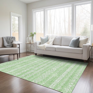 Homeroots 3' Artichoke Green Southwestern Washable Area Rug - Perfect For Indoor And Outdoor Spaces! 3' X 5' Polyester 587542