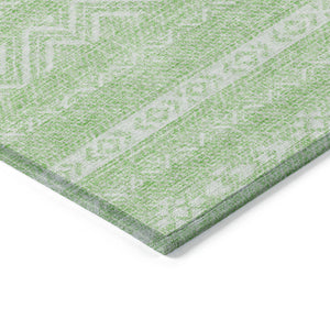 Homeroots 3' Artichoke Green Southwestern Washable Area Rug - Perfect For Indoor And Outdoor Spaces! 5' X 8' Polyester 587543