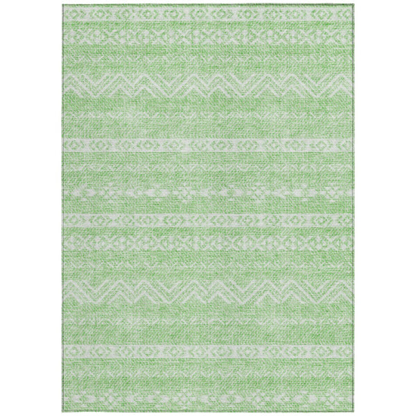 Homeroots 3' Artichoke Green Southwestern Washable Area Rug - Perfect For Indoor And Outdoor Spaces! 9' X 12' Polyester 587546