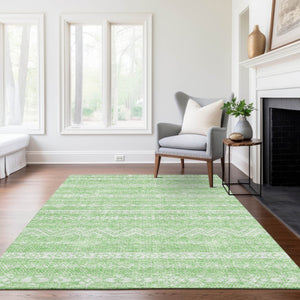 Homeroots 3' Artichoke Green Southwestern Washable Area Rug - Perfect For Indoor And Outdoor Spaces! 9' X 12' Polyester 587546