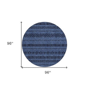 Homeroots 3' Artichoke Green Southwestern Washable Area Rug - Perfect For Indoor And Outdoor Spaces! 8' Round Polyester 587550