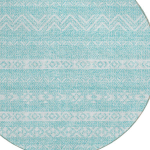 Homeroots 3' Artichoke Green Southwestern Washable Area Rug - Perfect For Indoor And Outdoor Spaces! 8' Round Polyester 587562
