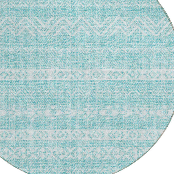 Homeroots 3' Artichoke Green Southwestern Washable Area Rug - Perfect For Indoor And Outdoor Spaces! 8' Round Polyester 587562
