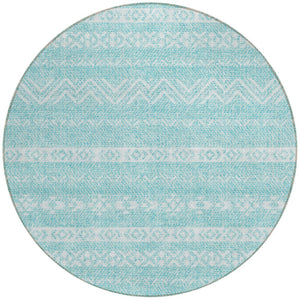 Homeroots 3' Artichoke Green Southwestern Washable Area Rug - Perfect For Indoor And Outdoor Spaces! 8' Round Polyester 587562