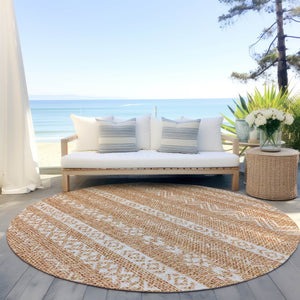 Homeroots 3' Artichoke Green Southwestern Washable Area Rug - Perfect For Indoor And Outdoor Spaces! 8' Round Polyester 587568