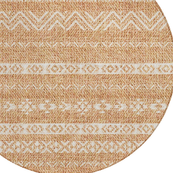 Homeroots 3' Artichoke Green Southwestern Washable Area Rug - Perfect For Indoor And Outdoor Spaces! 8' Round Polyester 587568