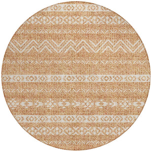 Homeroots 3' Artichoke Green Southwestern Washable Area Rug - Perfect For Indoor And Outdoor Spaces! 8' Round Polyester 587568