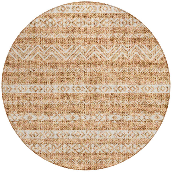 Homeroots 3' Artichoke Green Southwestern Washable Area Rug - Perfect For Indoor And Outdoor Spaces! 8' Round Polyester 587568
