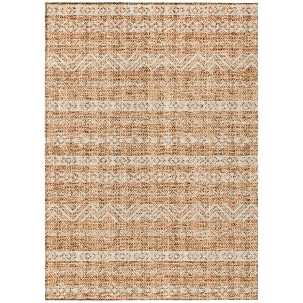 HomeRoots 9' Terra Cotta and Beige Southwestern Area Rug - Durable, Washable, Indoor/Outdoor Versatile Style 9' X 12' 587570