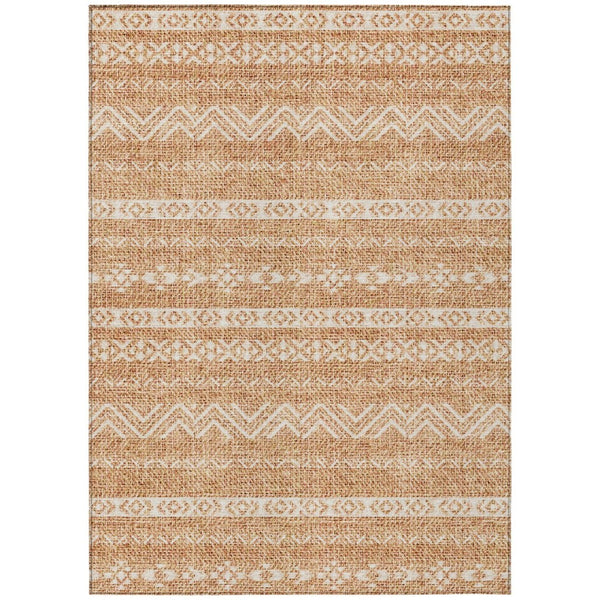 HomeRoots 9' Terra Cotta and Beige Southwestern Area Rug - Durable, Washable, Indoor/Outdoor Versatile Style 9' X 12' 587570