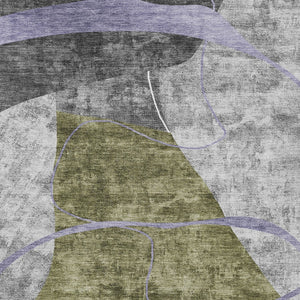 Homeroots 3' Blue Gray And Charcoal Abstract Washable Area Rug For Indoor And Outdoor Spaces, Durable Design 3' X 5' Polyester 587584