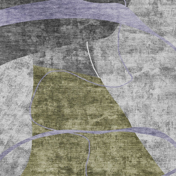 Homeroots 3' Blue Gray And Charcoal Abstract Washable Area Rug For Indoor And Outdoor Spaces, Durable Design 3' X 5' Polyester 587584