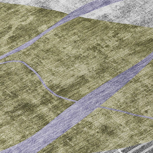 Homeroots 3' Blue Gray And Charcoal Abstract Washable Area Rug For Indoor And Outdoor Spaces, Durable Design 8' Round Polyester 587586