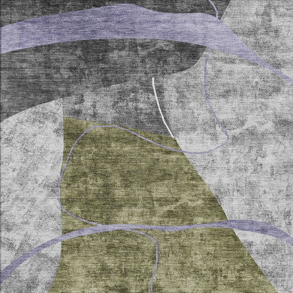 Homeroots 3' Blue Gray And Charcoal Abstract Washable Area Rug For Indoor And Outdoor Spaces, Durable Design 8' X 10' Polyester 587587