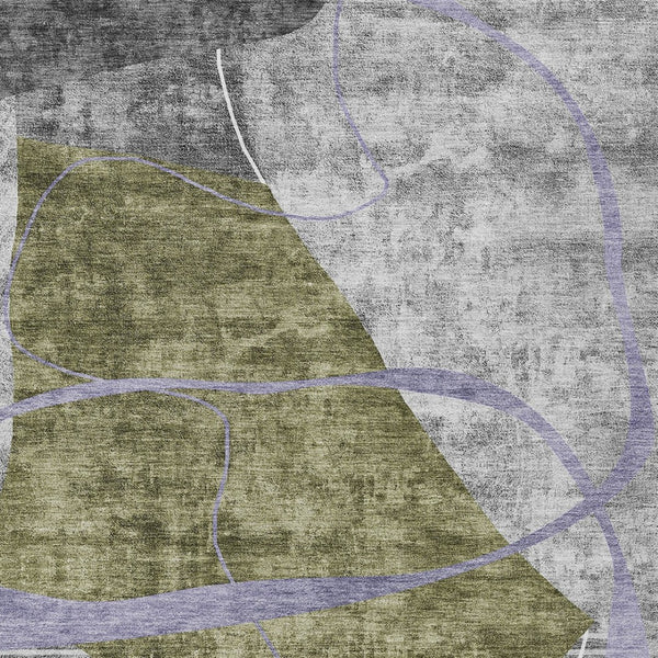 Homeroots 3' Blue Gray And Charcoal Abstract Washable Area Rug For Indoor And Outdoor Spaces, Durable Design 9' X 12' Polyester 587588