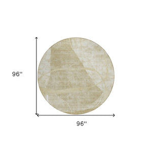 Homeroots 3' Beige Taupe And Tan Abstract Washable Area Rug - Durable, Stylish Indoor/Outdoor Decor Solution 8' Round Polyester 587592