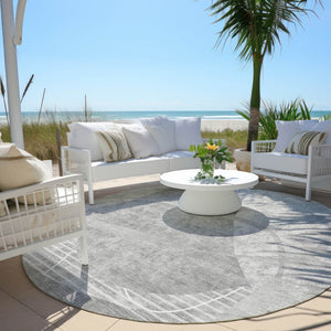 Homeroots 3' Beige Taupe And Tan Abstract Washable Area Rug - Durable, Stylish Indoor/Outdoor Decor Solution 8' Round Polyester 587598