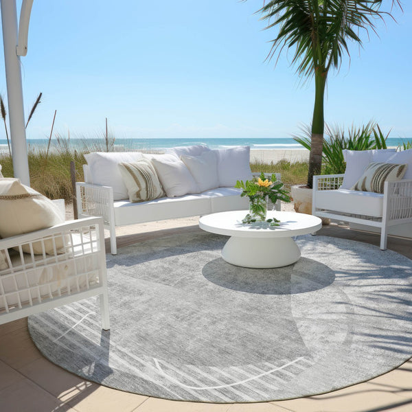 Homeroots 3' Beige Taupe And Tan Abstract Washable Area Rug - Durable, Stylish Indoor/Outdoor Decor Solution 8' Round Polyester 587598