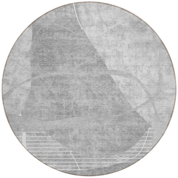 Homeroots 3' Beige Taupe And Tan Abstract Washable Area Rug - Durable, Stylish Indoor/Outdoor Decor Solution 8' Round Polyester 587598