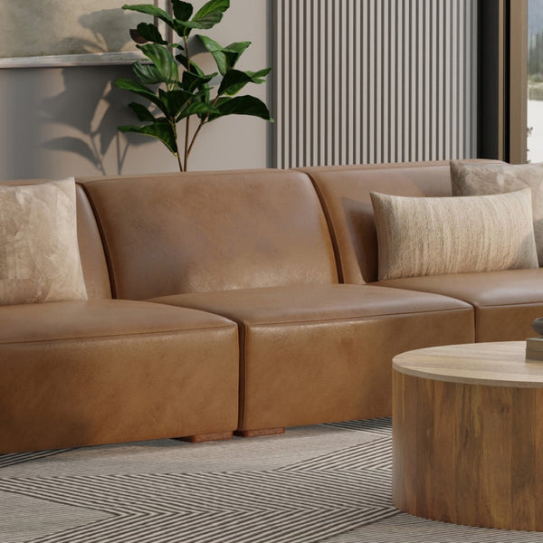 English Elm Rex Center Sofa Module - Versatile Armless Chair In Caramel Leather For Modern Living Spaces & Comfort B136P199250-GIGA