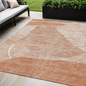 Homeroots 3' Beige Taupe And Tan Abstract Washable Area Rug - Durable, Stylish Indoor/Outdoor Decor Solution 5' X 8' Polyester 587603