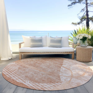 Homeroots 3' Beige Taupe And Tan Abstract Washable Area Rug - Durable, Stylish Indoor/Outdoor Decor Solution 8' Round Polyester 587604