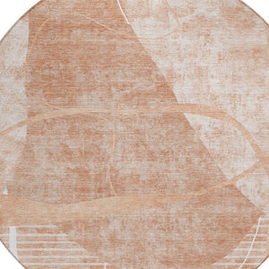 Homeroots 3' Beige Taupe And Tan Abstract Washable Area Rug - Durable, Stylish Indoor/Outdoor Decor Solution 8' Round Polyester 587604