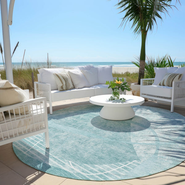 Homeroots 3' Beige Taupe And Tan Abstract Washable Area Rug - Durable, Stylish Indoor/Outdoor Decor Solution 8' Round Polyester 587610