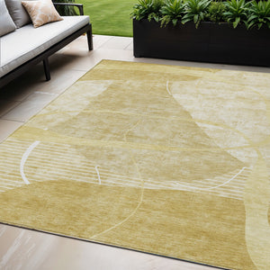 Homeroots 3' Beige Taupe And Tan Abstract Washable Area Rug - Durable, Stylish Indoor/Outdoor Decor Solution 5' X 8' Polyester 587615