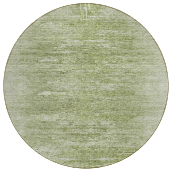 HomeRoots 5' Modern Abstract Artichoke and Fern Green Washable Area Rug for Indoor and Outdoor Spaces 8' Round 587622