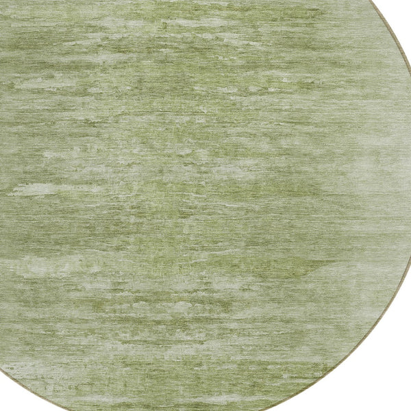 Homeroots 3' Abstract Artichoke Green Washable Area Rug For Indoor And Outdoor Spaces, Durable Design 8' Round Polyester 587622
