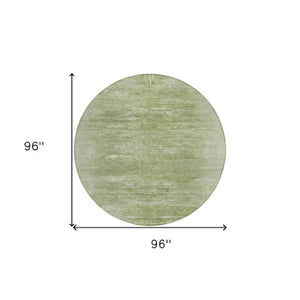 Homeroots 3' Abstract Artichoke Green Washable Area Rug For Indoor And Outdoor Spaces, Durable Design 8' Round Polyester 587622