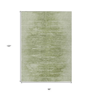Homeroots 3' Abstract Artichoke Green Washable Area Rug For Indoor And Outdoor Spaces, Durable Design 8' X 10' Polyester 587623