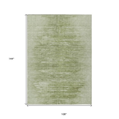 Homeroots 3' Abstract Artichoke Green Washable Area Rug For Indoor And Outdoor Spaces, Durable Design 9' X 12' Polyester 587624