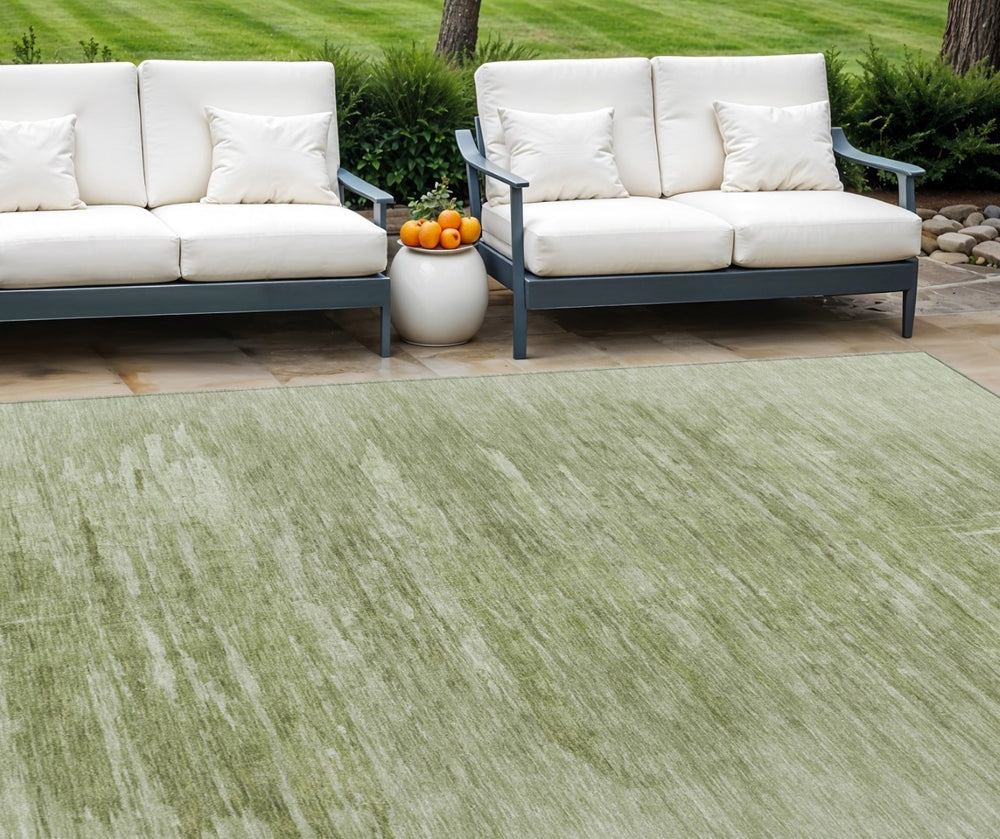HomeRoots 9' Abstract Area Rug in Artichoke & Fern Green – Durable, Washable Design for Indoor & Outdoor Use 9' X 12' 587624