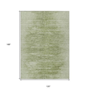Homeroots 3' Abstract Artichoke Green Washable Area Rug For Indoor And Outdoor Spaces, Durable Design 10' X 14' Polyester 587625