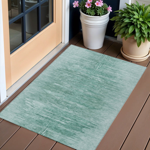 Homeroots 3' Abstract Artichoke Green Washable Area Rug For Indoor And Outdoor Spaces, Durable Design 3' X 5' Polyester 587626