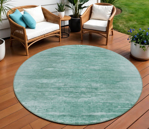 Homeroots 3' Abstract Artichoke Green Washable Area Rug For Indoor And Outdoor Spaces, Durable Design 8' Round Polyester 587628