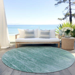 Homeroots 3' Abstract Artichoke Green Washable Area Rug For Indoor And Outdoor Spaces, Durable Design 8' Round Polyester 587628