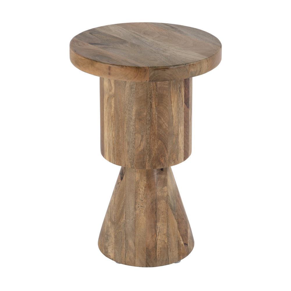 Butler Specialty Botswana Round Solid Wood Abstract Pedestal Base Side Table - Elegant Modern Design For Any Space Brown Mango Solids 5876312-butler