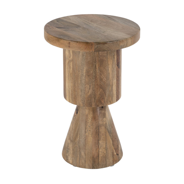 Butler Specialty Botswana Round Solid Wood Abstract Pedestal Base Side Table - Elegant Modern Design For Any Space Brown Mango Solids 5876312-butler