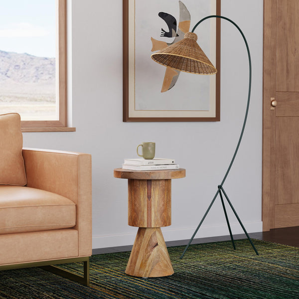 Butler Specialty Botswana Round Solid Wood Abstract Pedestal Base Side Table - Elegant Modern Design For Any Space Brown Mango Solids 5876312-butler