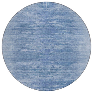 HomeRoots 5' Denim Blue and Sky Blue Abstract Area Rug - Durable, Washable, Perfect for Indoor and Outdoor Use 8' Round 587634